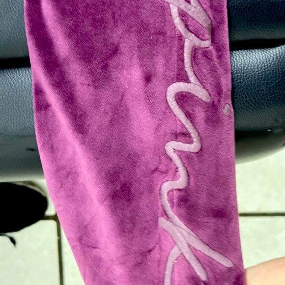 PINK velour pants in LUSCIOUS PLUM - Picture 3 of 5